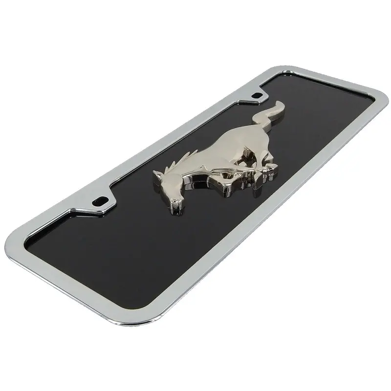 Ford Mustang New Logo Mini License Plate Kit (Chrome On Black) 2