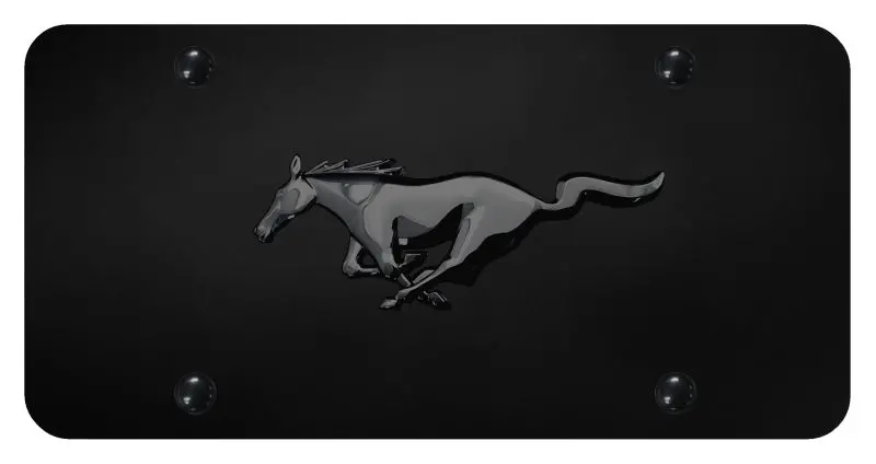 Ford Mustang Pearl Logo License Plate (Black) 1