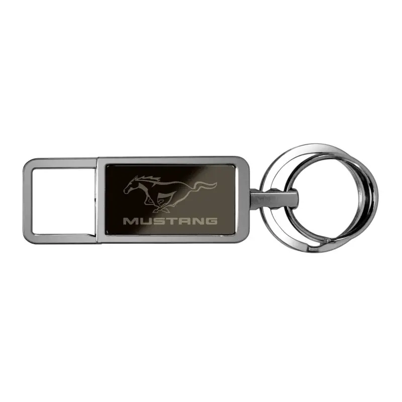 Ford Mustang Pull Top Rectangular Key Chain (Black) 1