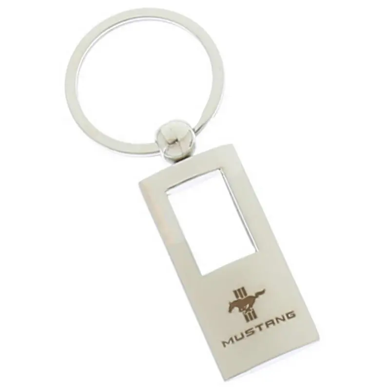Ford Mustang Rectangle Key Chain (Chrome) 1