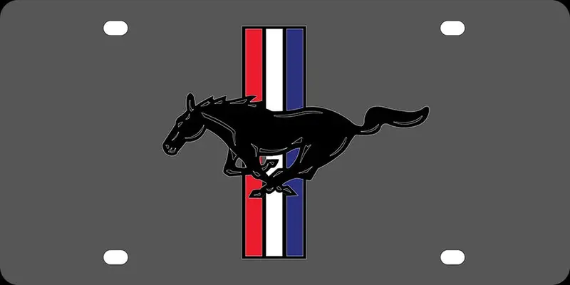 Ford Mustang Retro Logo License Plate (Carbon Black) 1