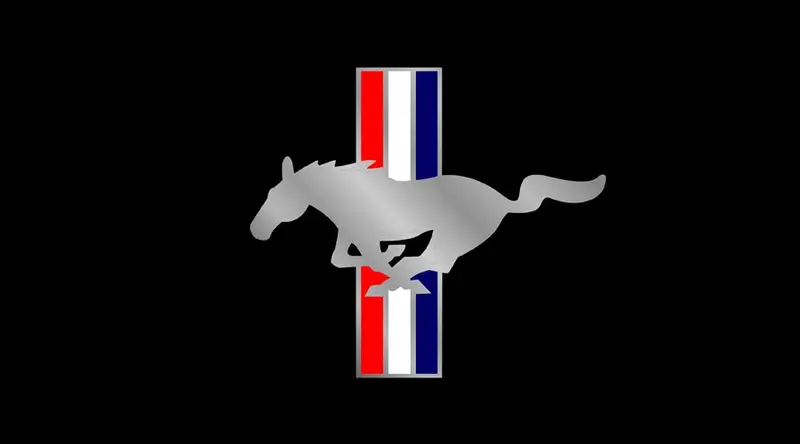 Ford Mustang Retro Logo License Plate (Silver On Black) 1