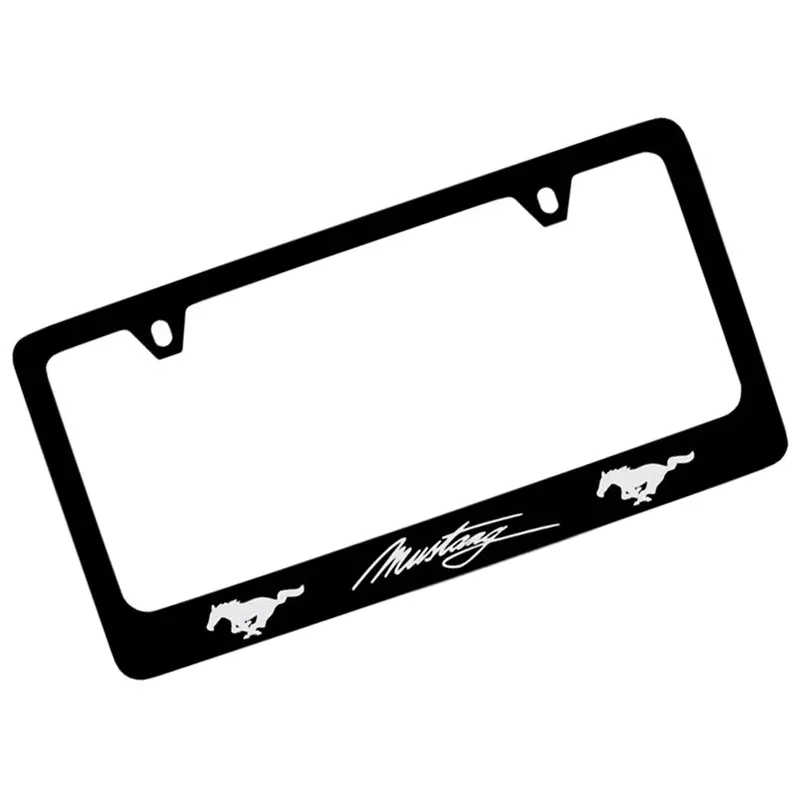 Ford Mustang Script Dual Logo License Plate Frame (Black) 1