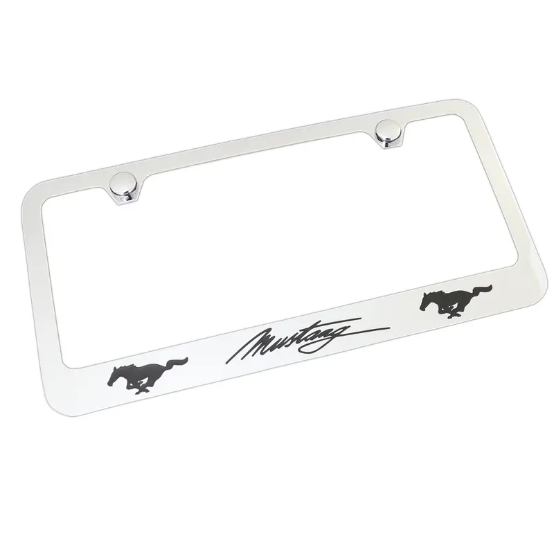 Ford Mustang Script Dual Logo License Plate Frame (Chrome) 1