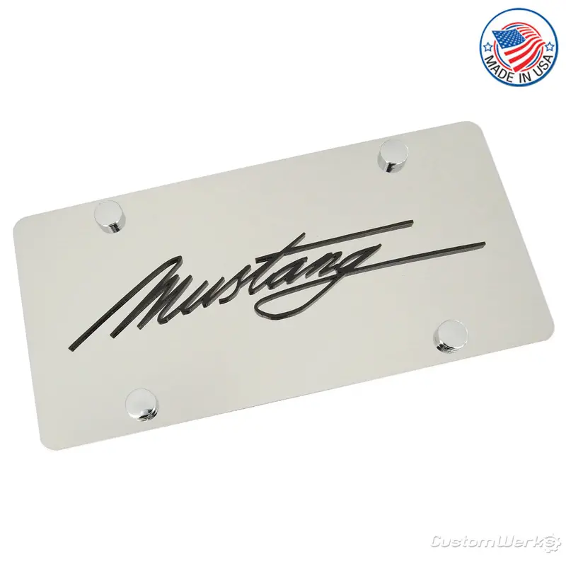 Ford Mustang Script License Plate (Chrome) 1