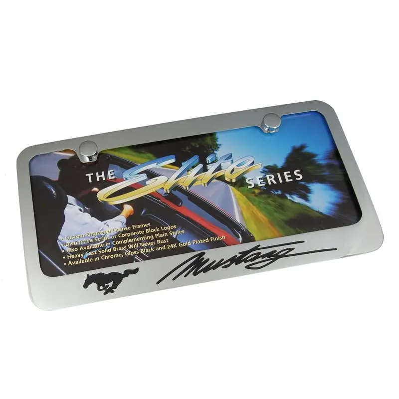 Ford Mustang Script License Plate Frame (Chrome) 1
