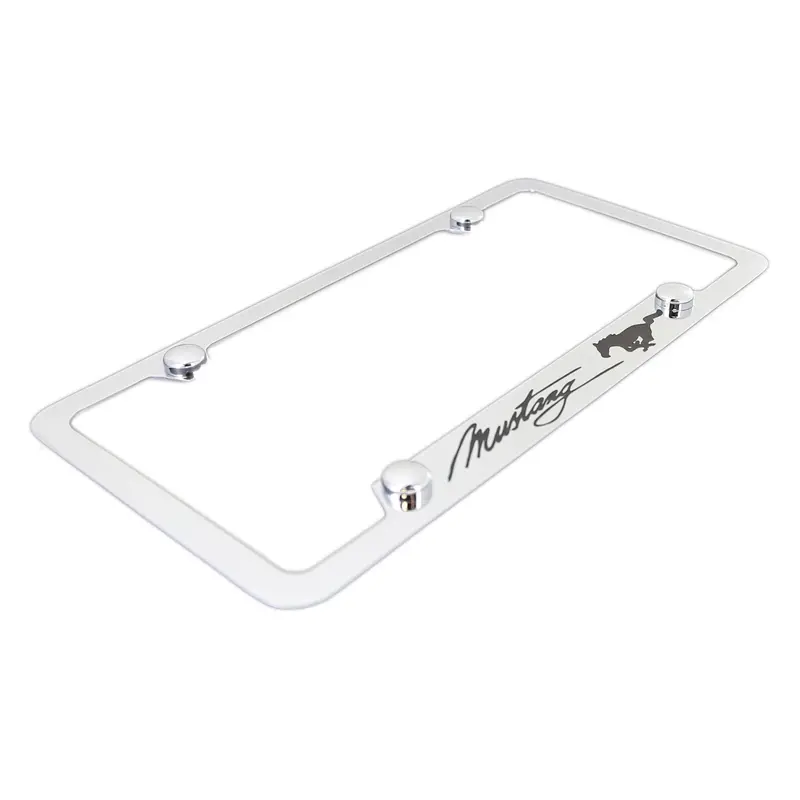 Ford Mustang Script License Plate Frame (Chrome) 1