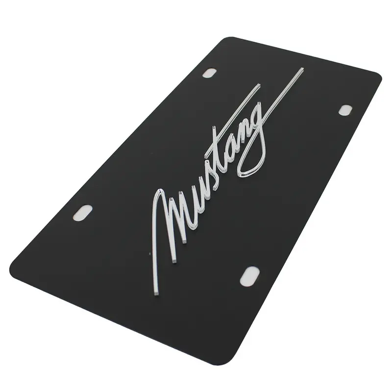 Ford Mustang Script Name License Plate (Black) 2