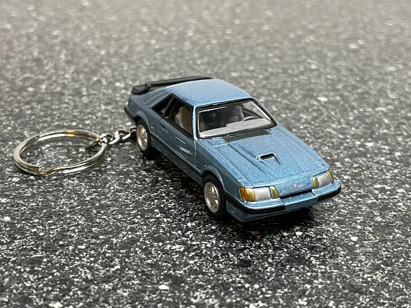 Ford Mustang Svo Fox Body Keychain Blue Diecast Car Hot Wheels Muscle Car 1