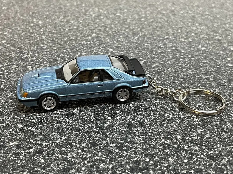 Ford Mustang Svo Fox Body Keychain Blue Diecast Car Hot Wheels Muscle Car 2