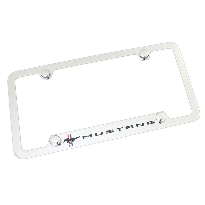 Ford Mustang Tri Bar Logo License Plate Frame (Chrome) 1