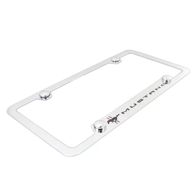 Ford Mustang Tri Bar Logo License Plate Frame (Chrome) 2