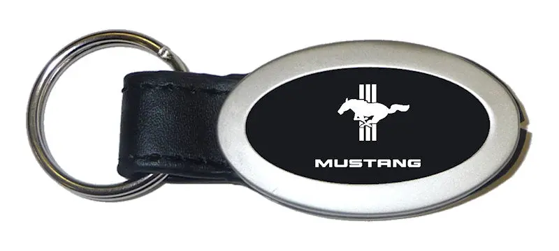 Ford Mustang Tri-Bar Oval Key Chain (Black) 1