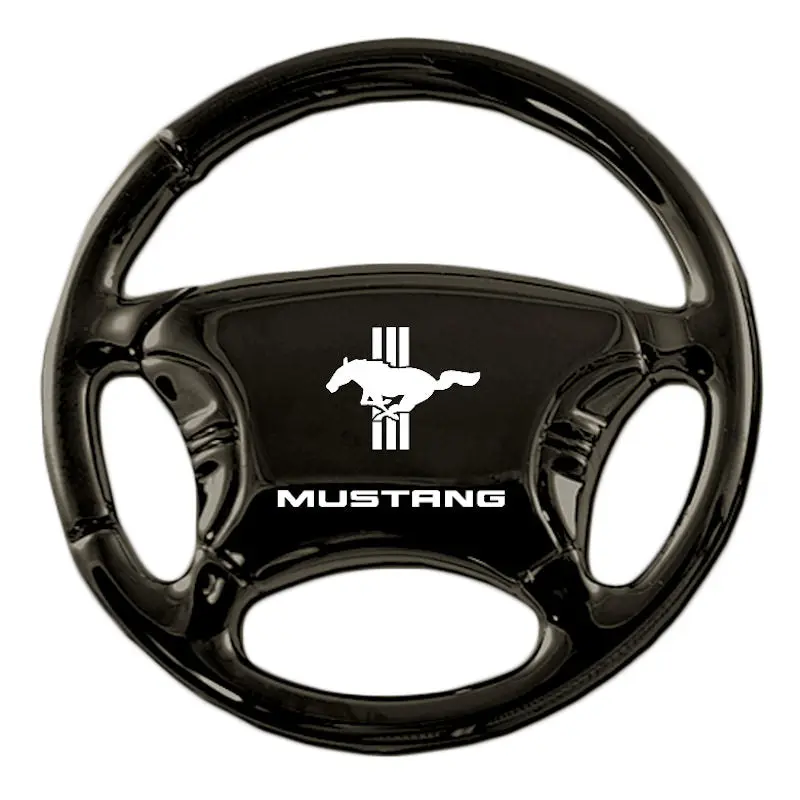 Ford Mustang Tri-Bar Steering Wheel Key Ring (Black) 1