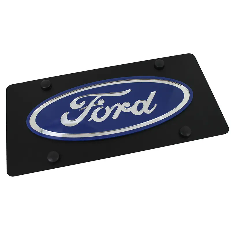 Ford Oval Logo License Plate (Blue On Black) 1