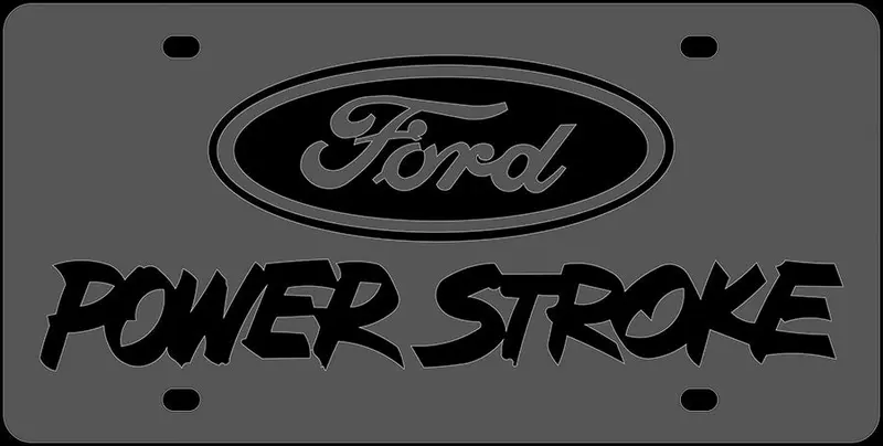Ford Power Stroke Logo License Plate (Black On Carbon Black) 1