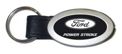 Ford Powerstroke Oval Leather Key Chain (Black) 1