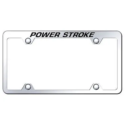 Ford Powerstroke Stainless Steel Wide Body Truck License Plate Frame (Chrome) 1