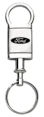 Ford Satin Chrome Valet Key Chain (Silver) 1
