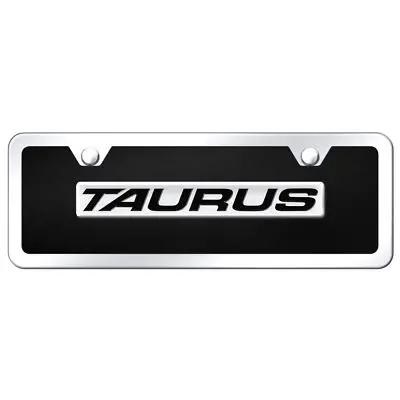 Ford Taurus Name Acrylic Mini License Plate Kit (Chrome On Black) 1