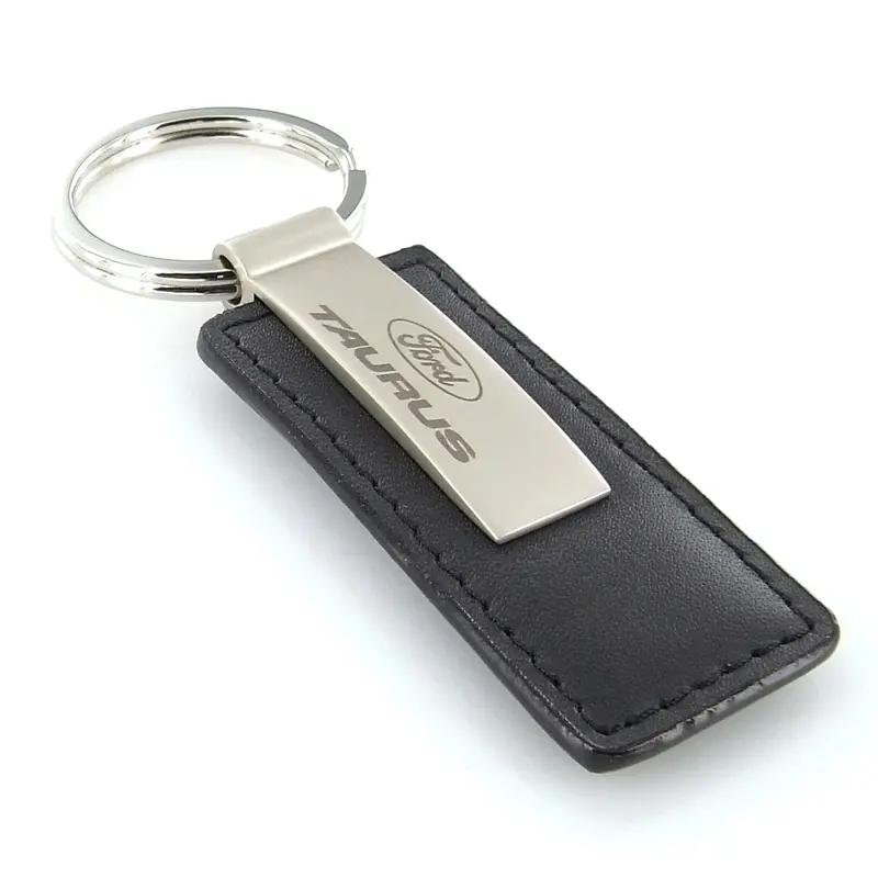 Ford Taurus Rectangular Leather Key Chain (Black) 2