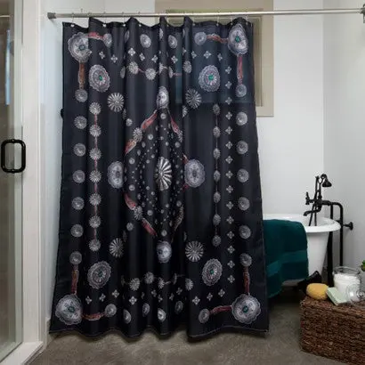 Fringe Scarves Black Flagstaff Shower Curtain 1