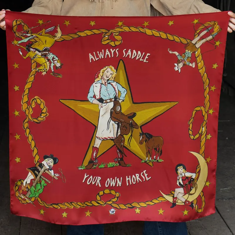 Fringe Scarves Red Always Saddle Your Own Horse Scarf 1
