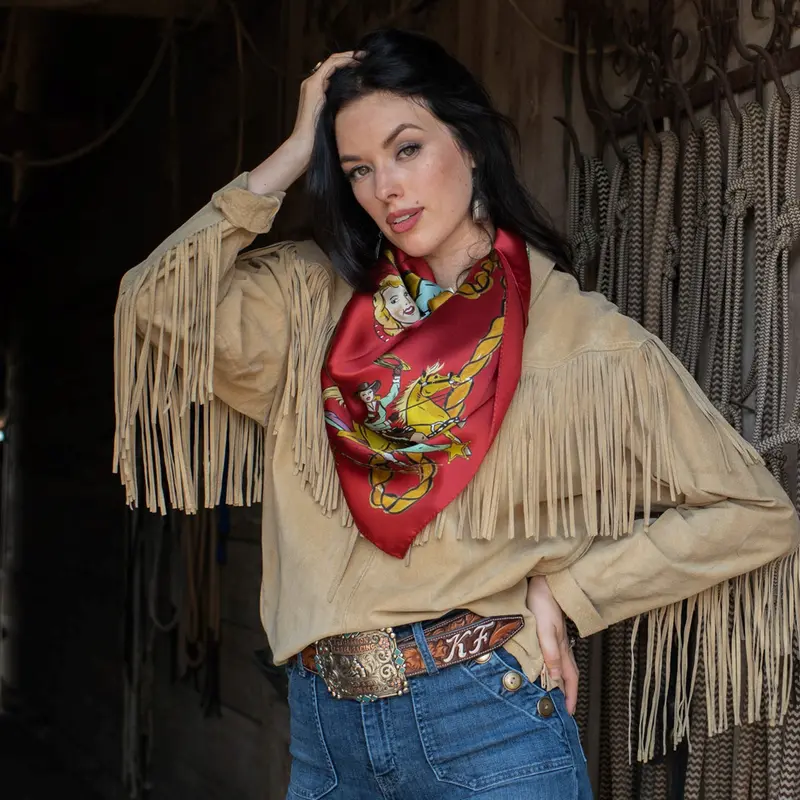 Fringe Scarves Red Always Saddle Your Own Horse Scarf 2