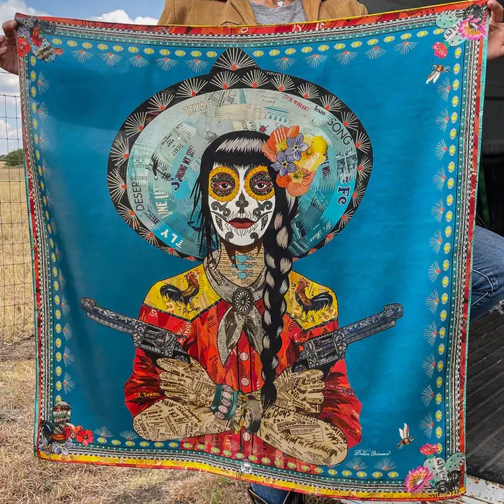 Fringe Scarves Turquoise Vaquera Rooster 1