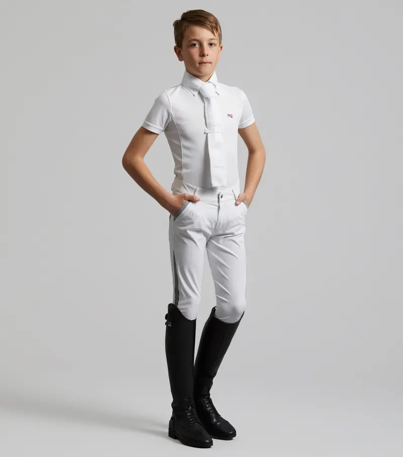 Gando Boys Gel Knee Competition Riding Breeches White 1
