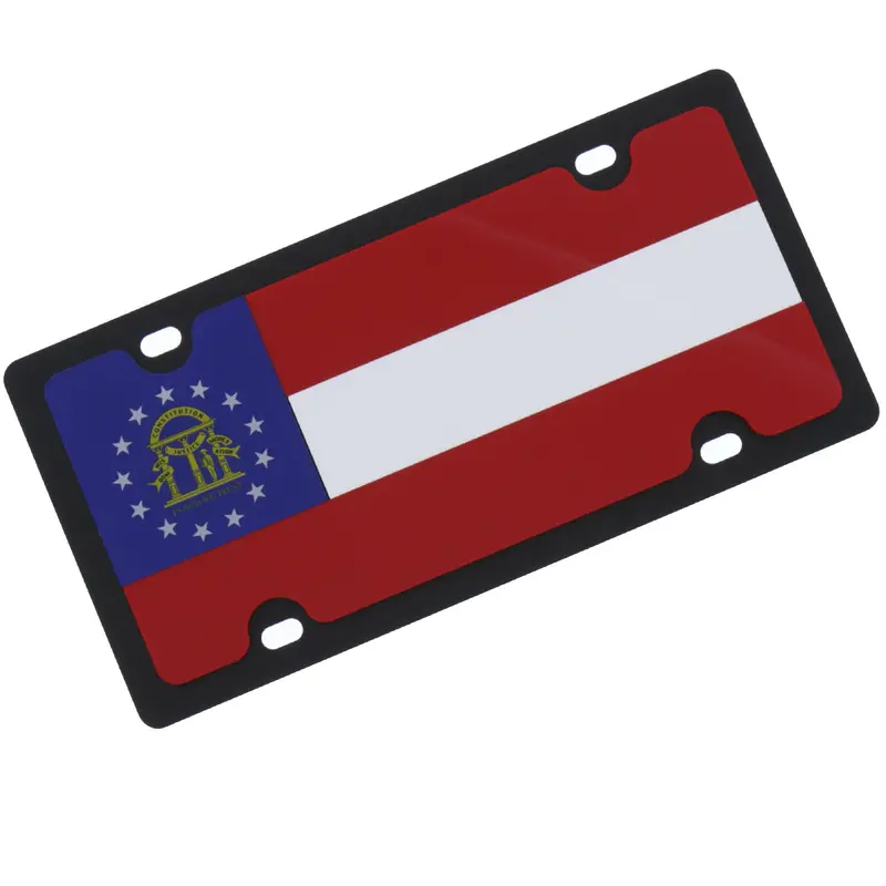 Georgia State Flag License Plate (Black) 1