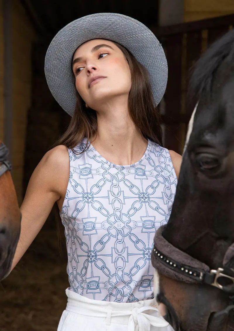 Georgia Tank Top | Chainlink Print | Powder 2