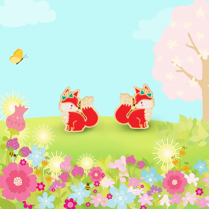Girl Nation - Fancy Fox | Cutie Stud Earrings | Hypoallergenic 1