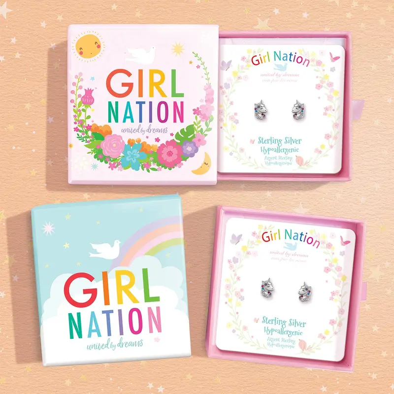 Girl Nation - Unicorn Earrings | 925 Sterling Silver | Multi-Colored Cz 2