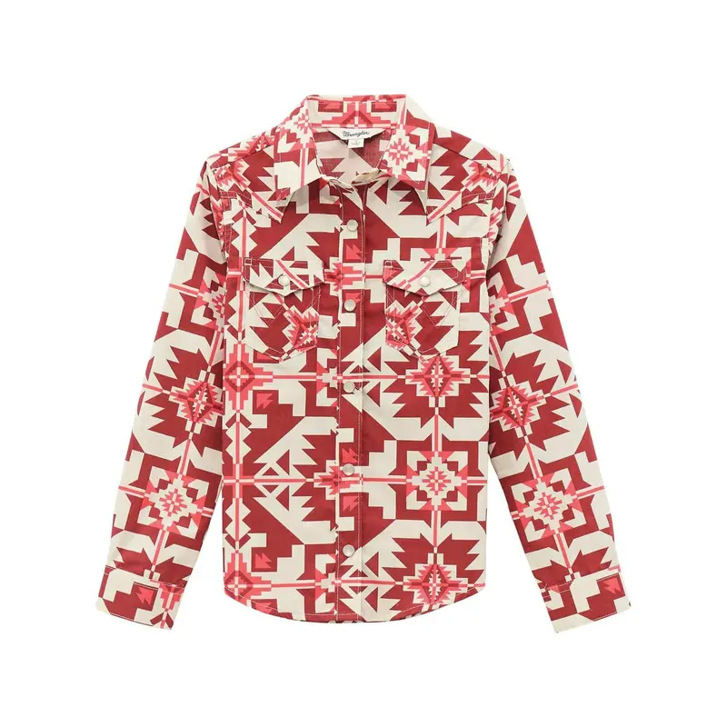 Girls Pink Print Long Sleeve Rodeo Shirt 1