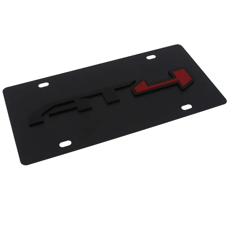 Gmc At4 Logo License Plate (Red On Black) 1