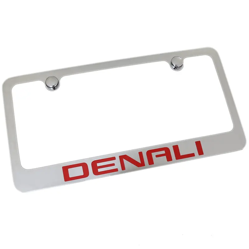 Gmc Denali Red Name License Plate Frame (Chrome) 1