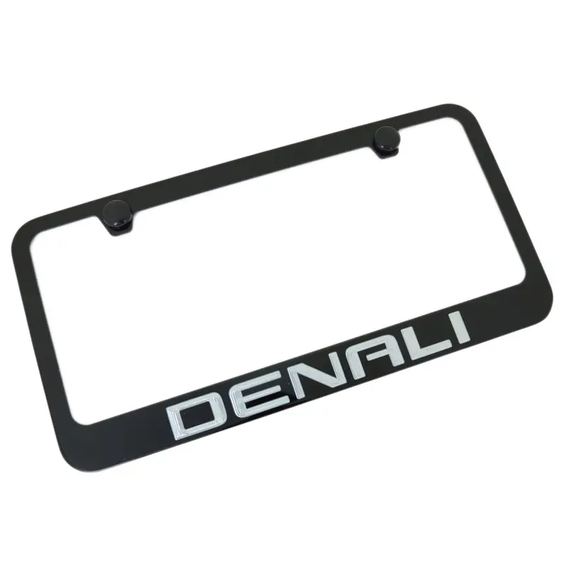 Gmc Denali Silver Fill License Plate Frame (Black) 1