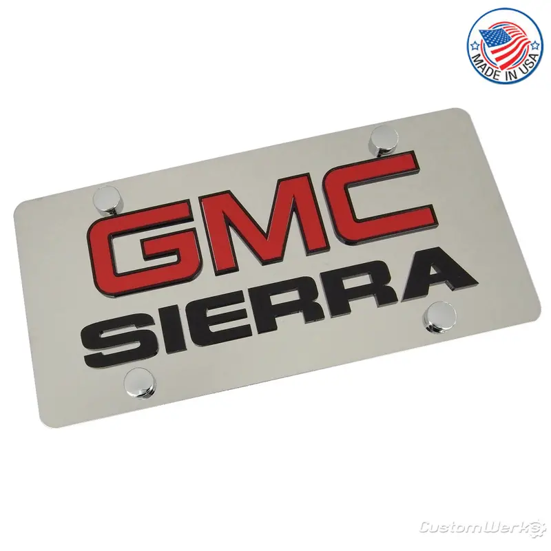Gmc Dual Logo Sierra License Plate (Chrome) 1