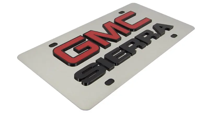 Gmc Dual Logo Sierra License Plate (Chrome) 2