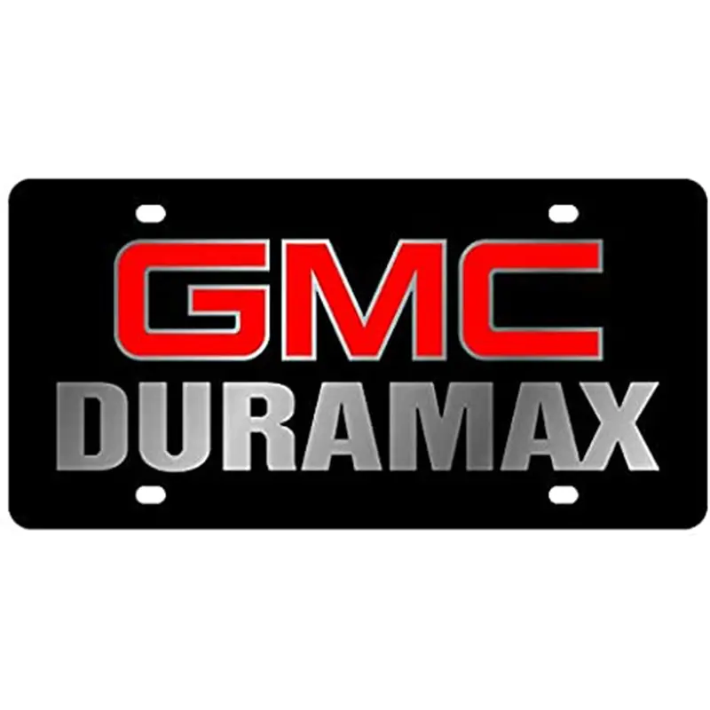 Gmc Duramax Dual Logo License Plate (Black) 1