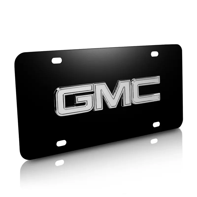 Gmc Logo License Plate (Chrome On Black) 1