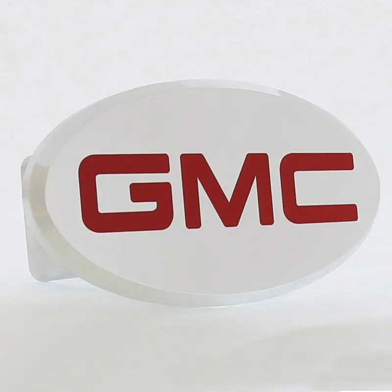 Gmc Oval Hitch Cover (Red On Chrome) 1