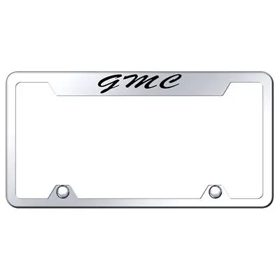 Gmc Script Satinless Steel Truck Cut-Out License Plate Frame (Chrome) 1