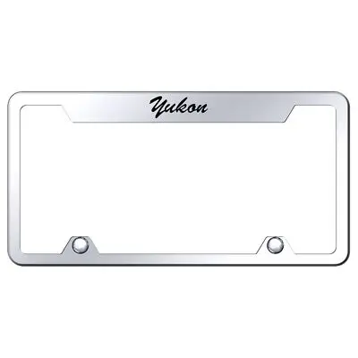 Gmc Yukon Script Satinless Steel Truck Cut-Out License Plate Frame (Chrome) 1
