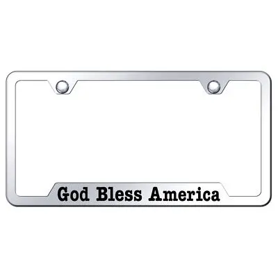 God Bless America Laser Etched Logo Cut-Out License Plate Frame (Chrome) 1