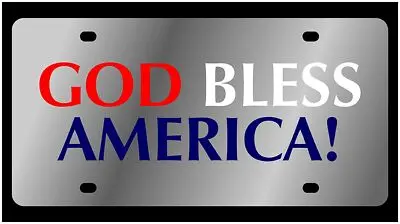 God Bless America Stainless Steel License Plate (Chrome) 1