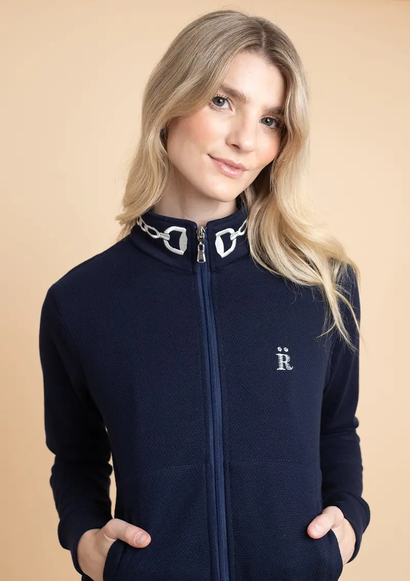 Harmonia Embroidered Zip-Up Jacket | Navy 1