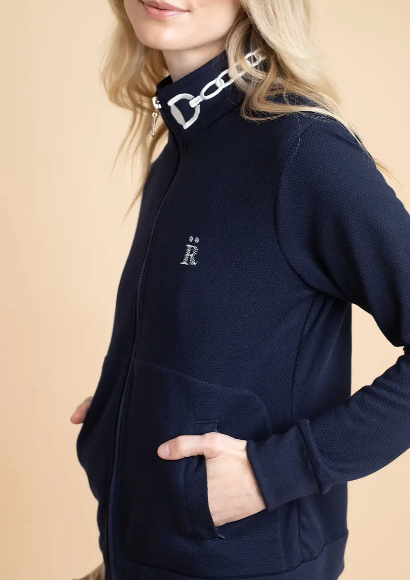 Harmonia Embroidered Zip-Up Jacket | Navy 2