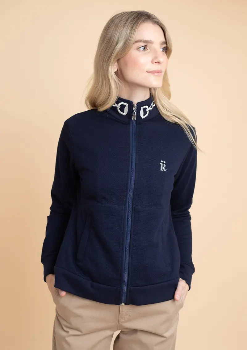 Harmonia Embroidered Zip-Up Jacket | Navy 3